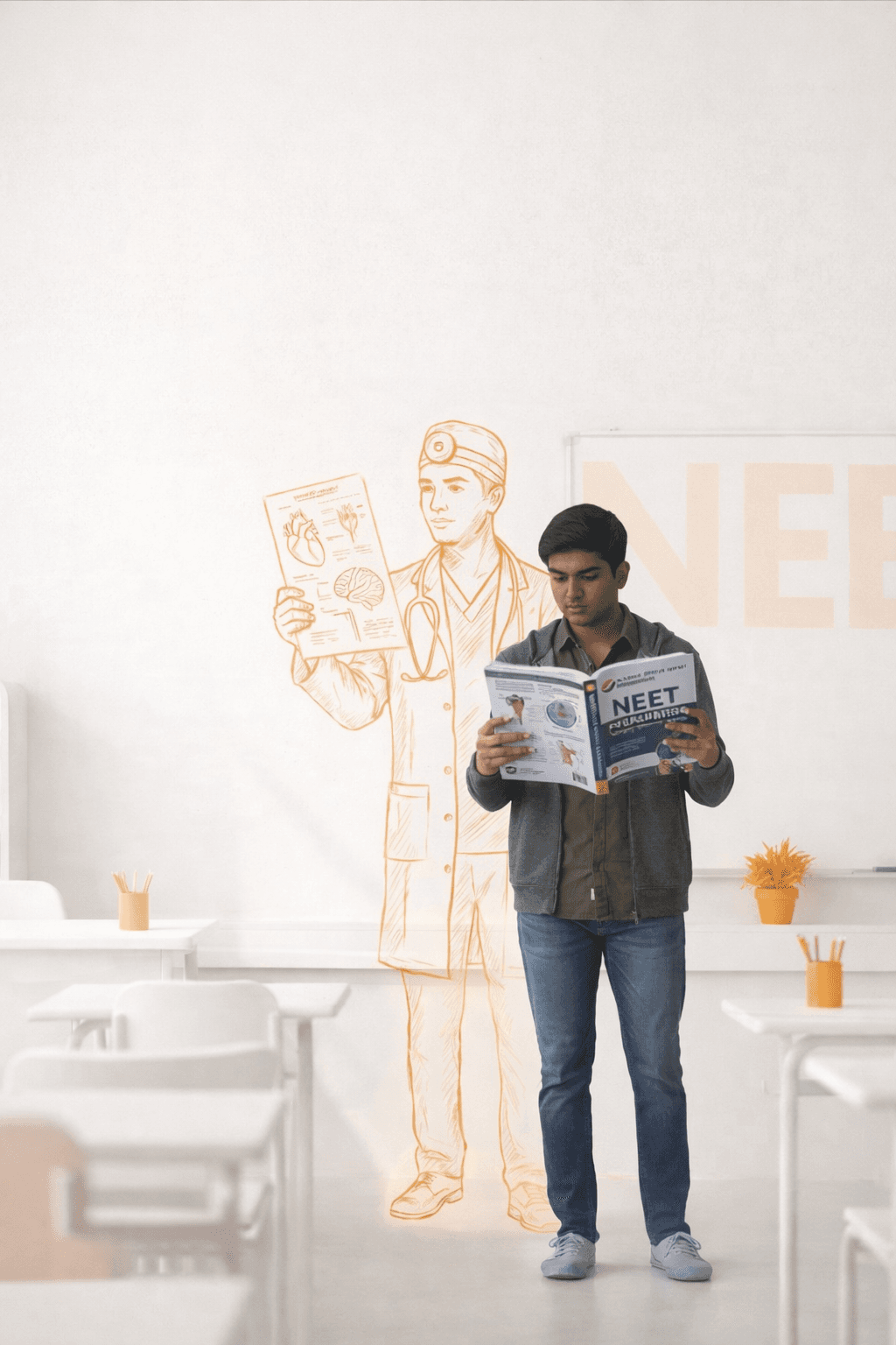 Student preparing for NEET and JEE in an online classroom